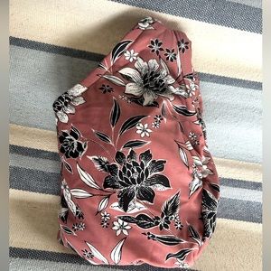 Kona Sol Dusty Rose B&W Floral Print Swimsuit